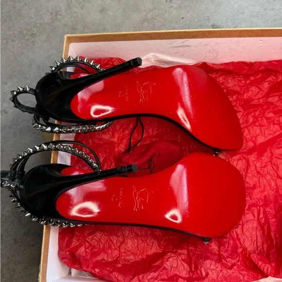 So Me 100 Studded Christian Louboutin Black Leather Heels - Picture 9 of 16